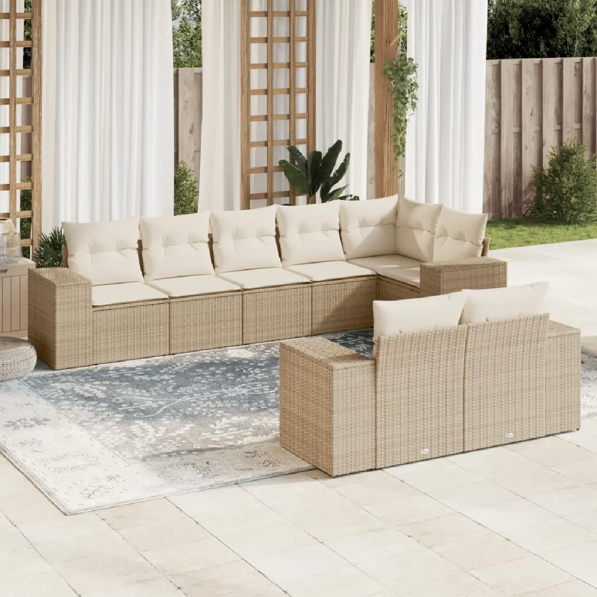 vidaXL Salon de jardin avec coussins 8 pcs résine tressée - vue 3