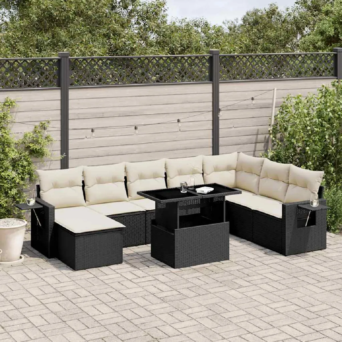 vidaXL Ensemble de jardin 8 pcs avec coussins Résine Tressée - vue 6