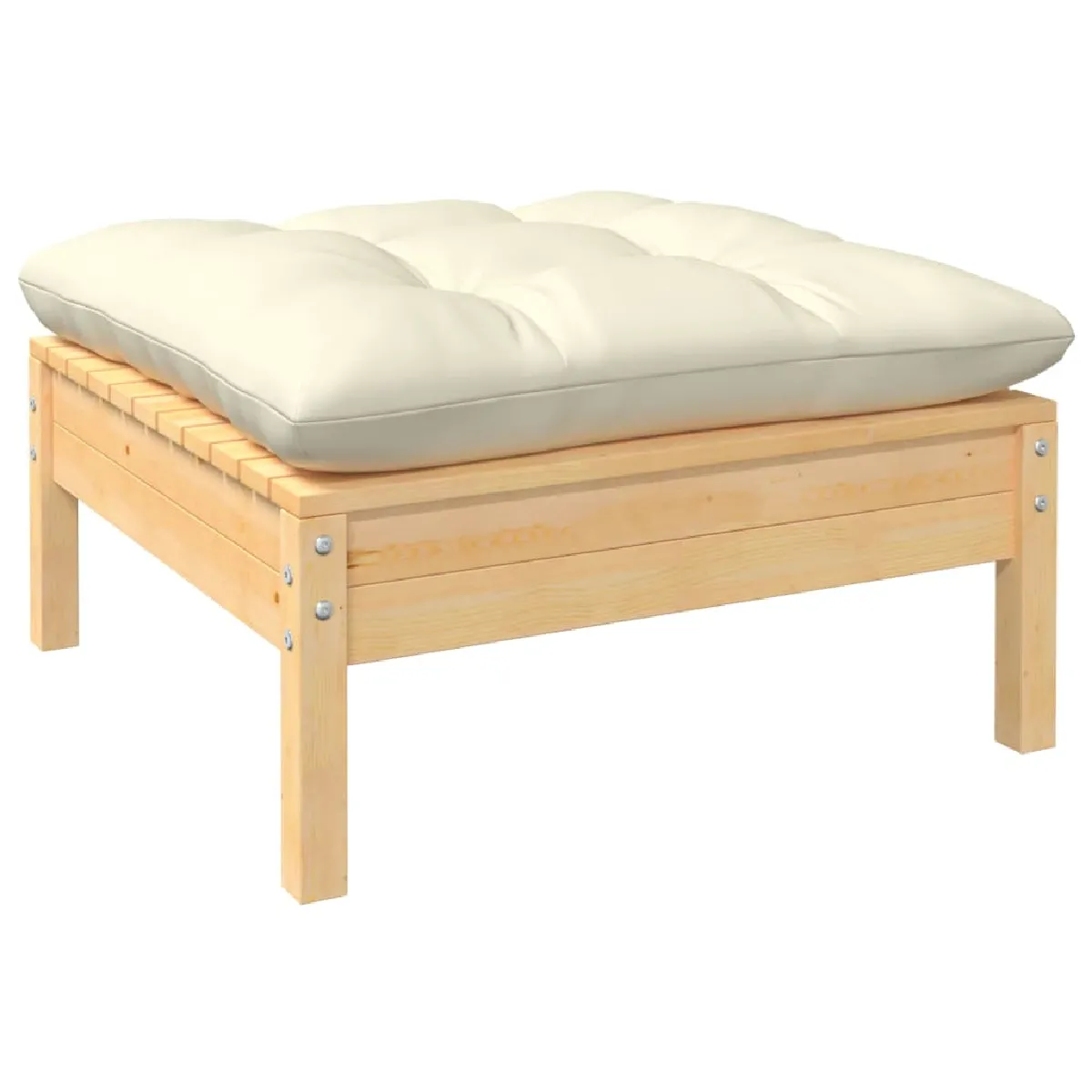 VIDAXL Repose pied de jardin avec coussin crème - vue 2