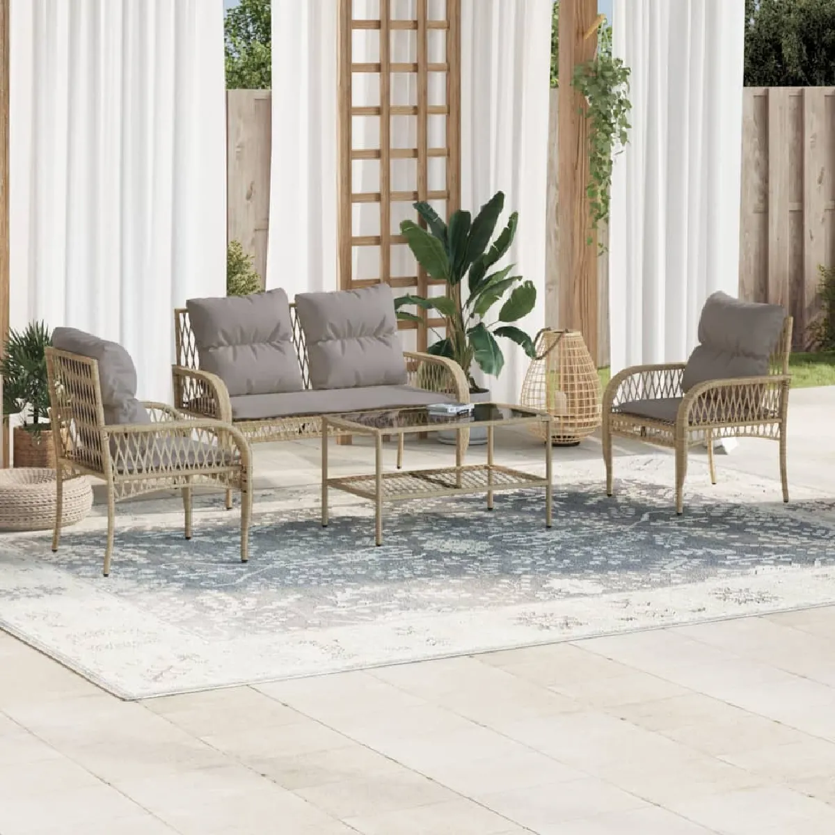 Salon de jardin vidaXL 4 pièces
