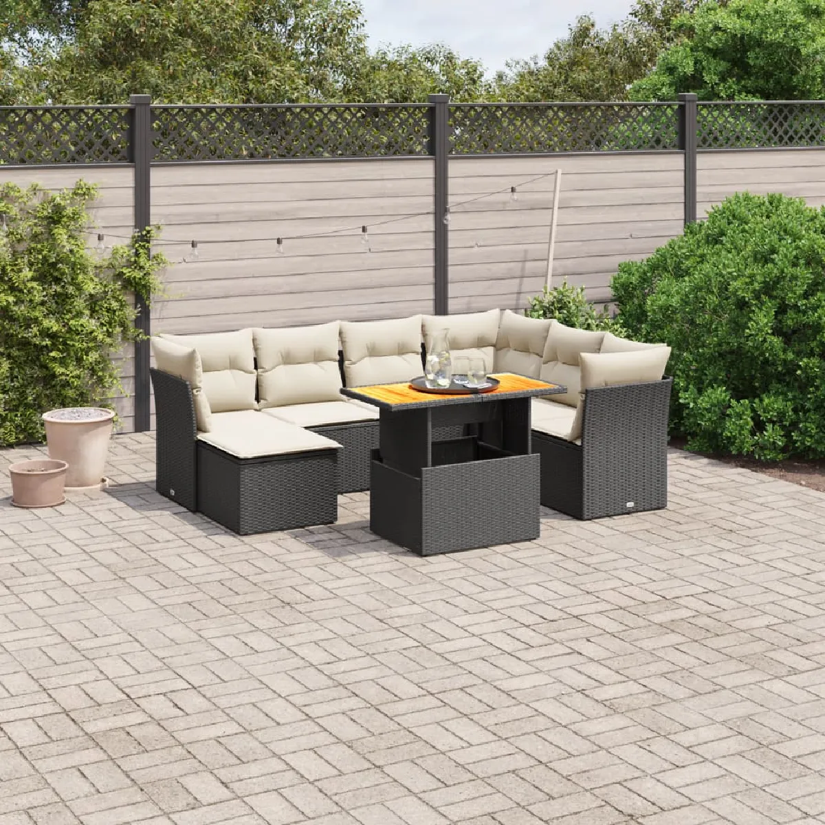 Salon de jardin VIDAXL - 8 pcs - Noir