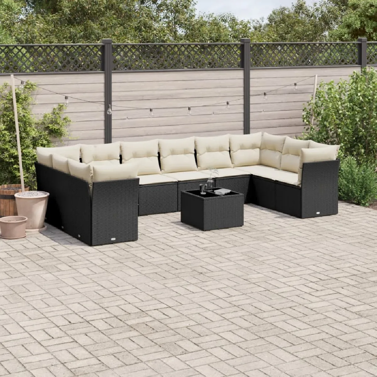 VIDAXL Salon de jardin Noir 11 pcs Résine Tressée