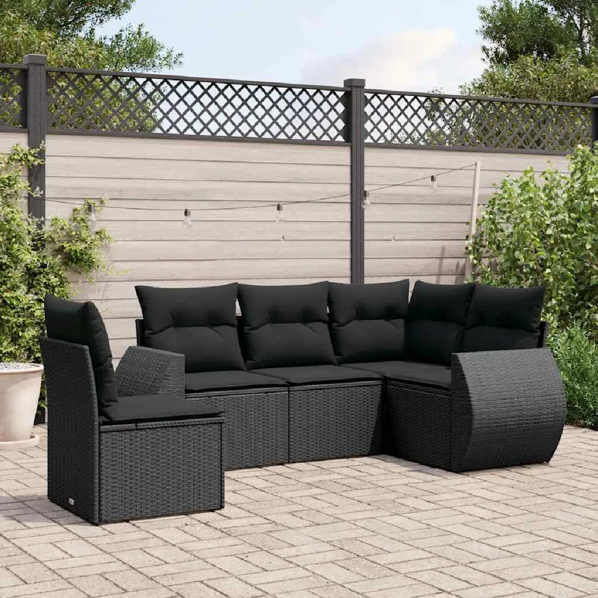 Non Communiqué Noir Salon De Jardin Modulable Vidaxl Resine Tressee 5 Pieces 62 X 71 X 69 5 Personnes - Image 2