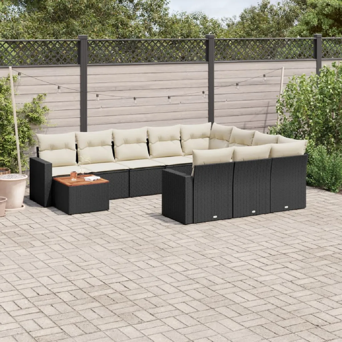 Salon de jardin vidaXL 11 pcs Résine tressée Housse amovible Pour 8 personnes - vue 7