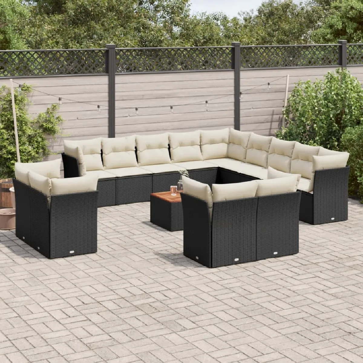 VidaXL Salon de jardin 14 pcs - Noir Résine Tressée