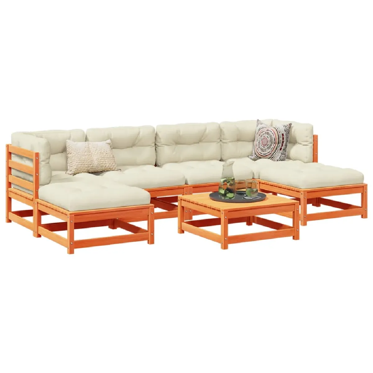 VidaXL Salon de jardin 7 pcs avec coussins Cire