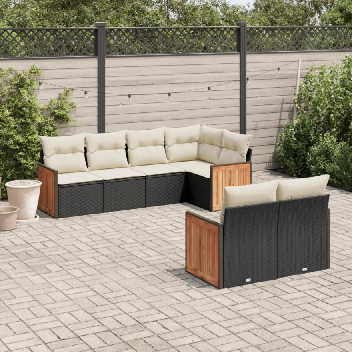 VIDAXL Ensemble de jardin résine tressée 7 pcs - vue 3