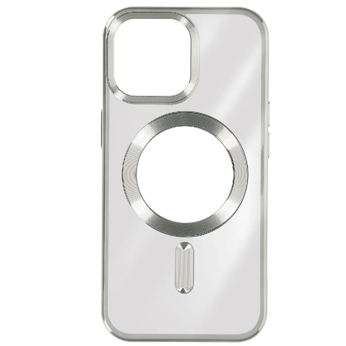 Avizar Argent Coque Pour Iphone 15 Pro Max En Silicone Compatible Magsafe