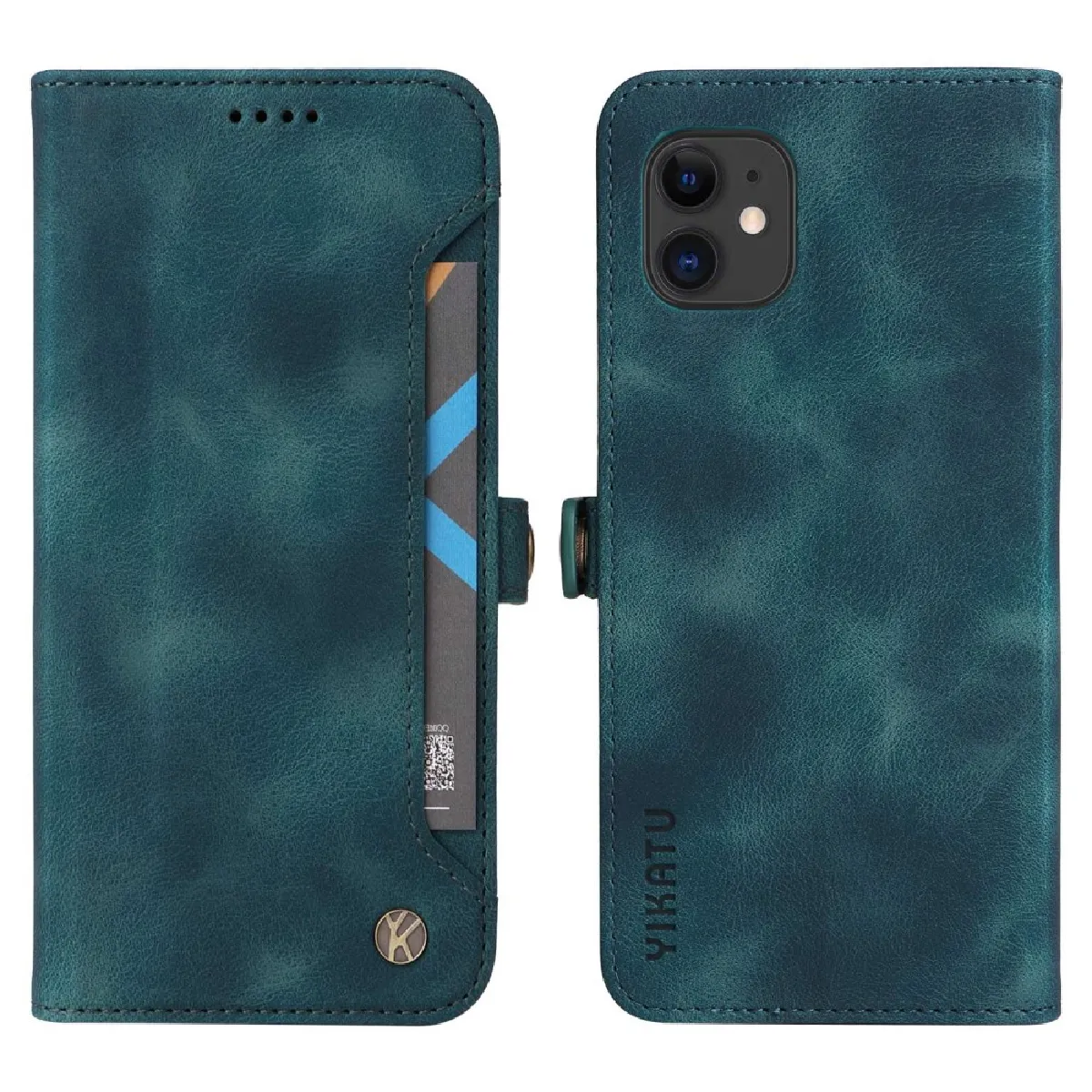Générique Bleu Étui Portefeuille Magnétique À Support Pliable Apple Iphone 11