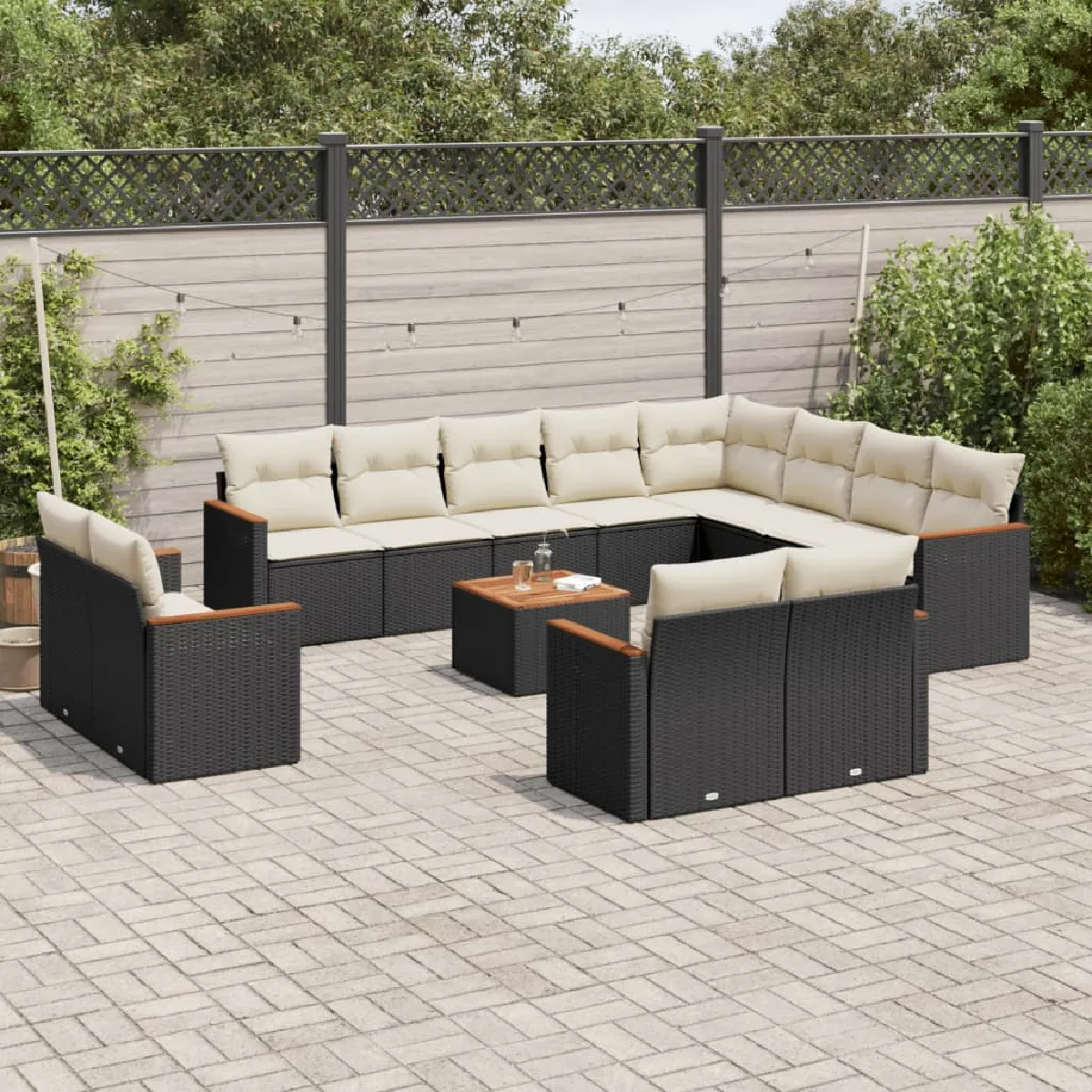VIDAXL Salon de jardin 13 pcs - Noir Résine Tressée