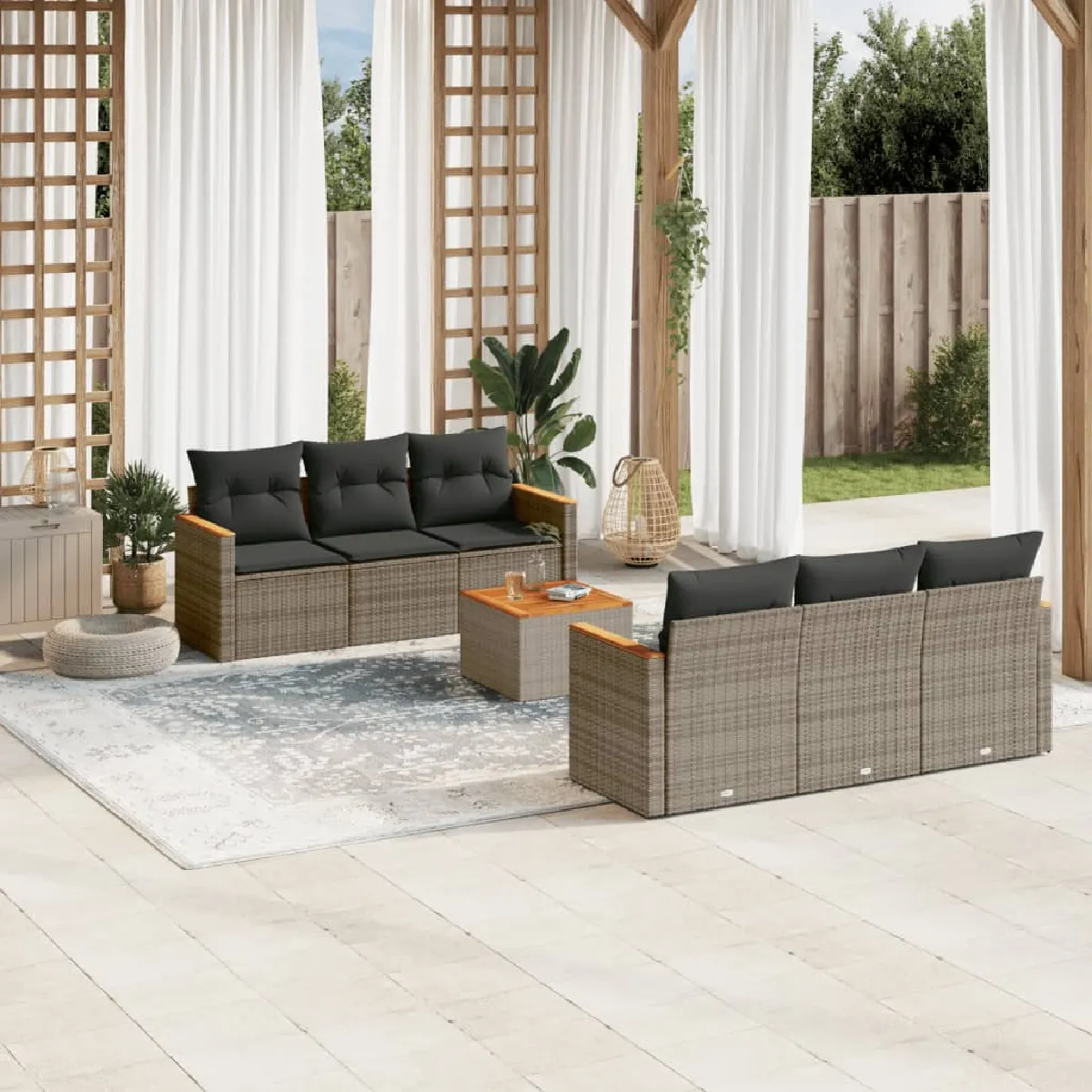 VIDAXL - Salon de Jardin - 7 Pièces - Gris - Image 3