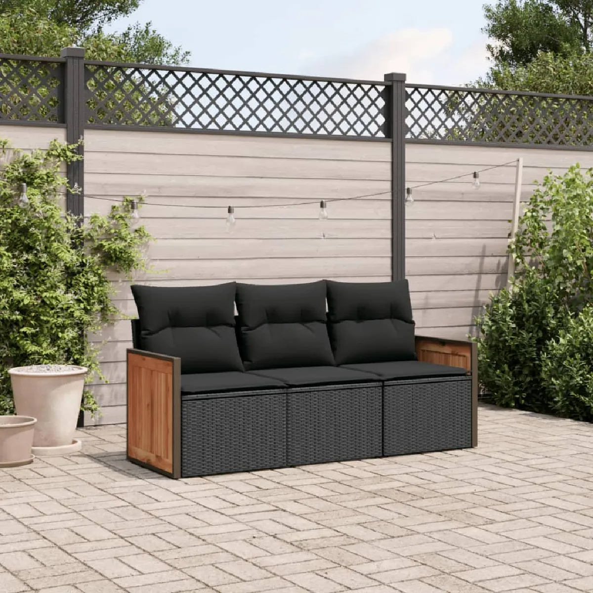 vidaXL 3 pcs salon de jardin résine tressée