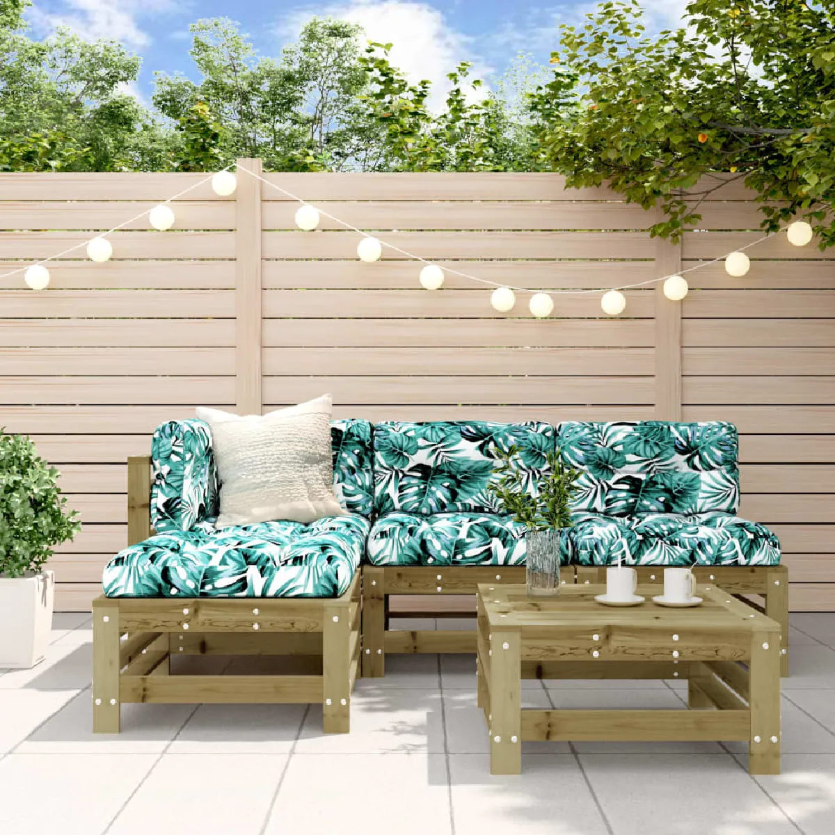 VidaXL Salon de jardin 5 pcs en bois de pin imprégné