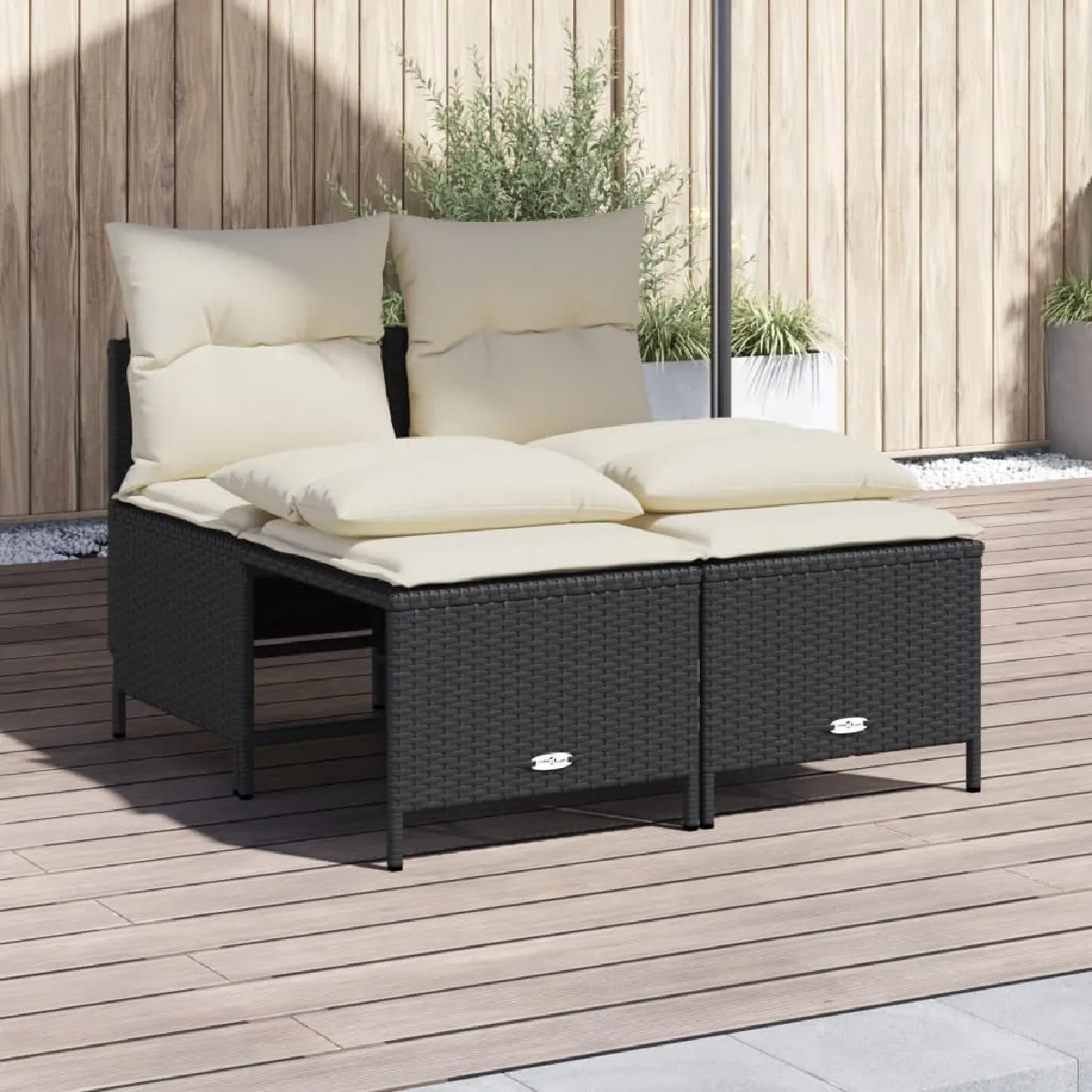 vidaXL Salon de jardin 4 pcs - Noir