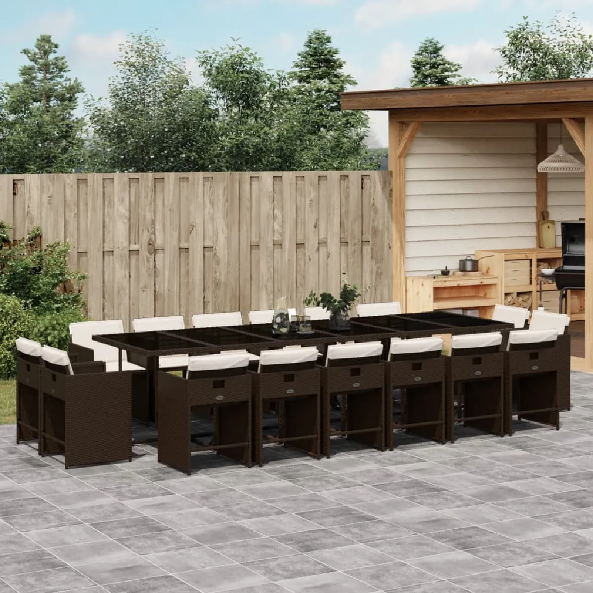 vidaXL Ensemble à manger de jardin 17 pcs - vue 2