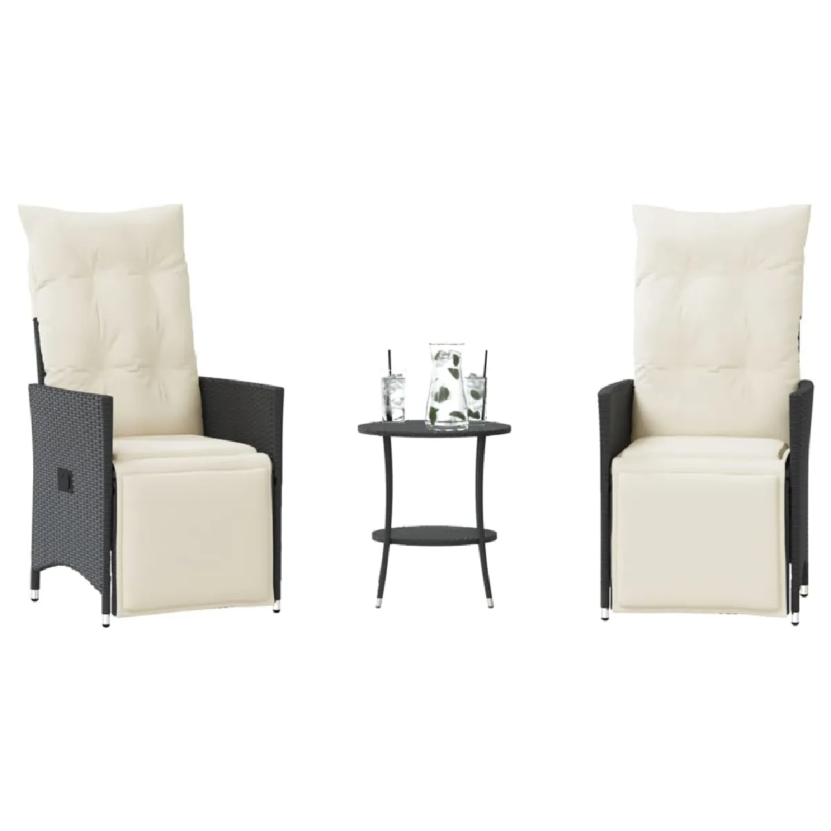 VIDAXL Ensemble de bistro 3 pcs Noir
