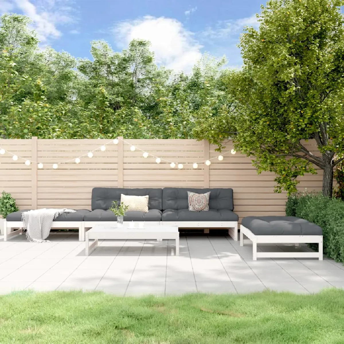 vidaXL Salon de jardin 5 pcs bois massif - vue 2