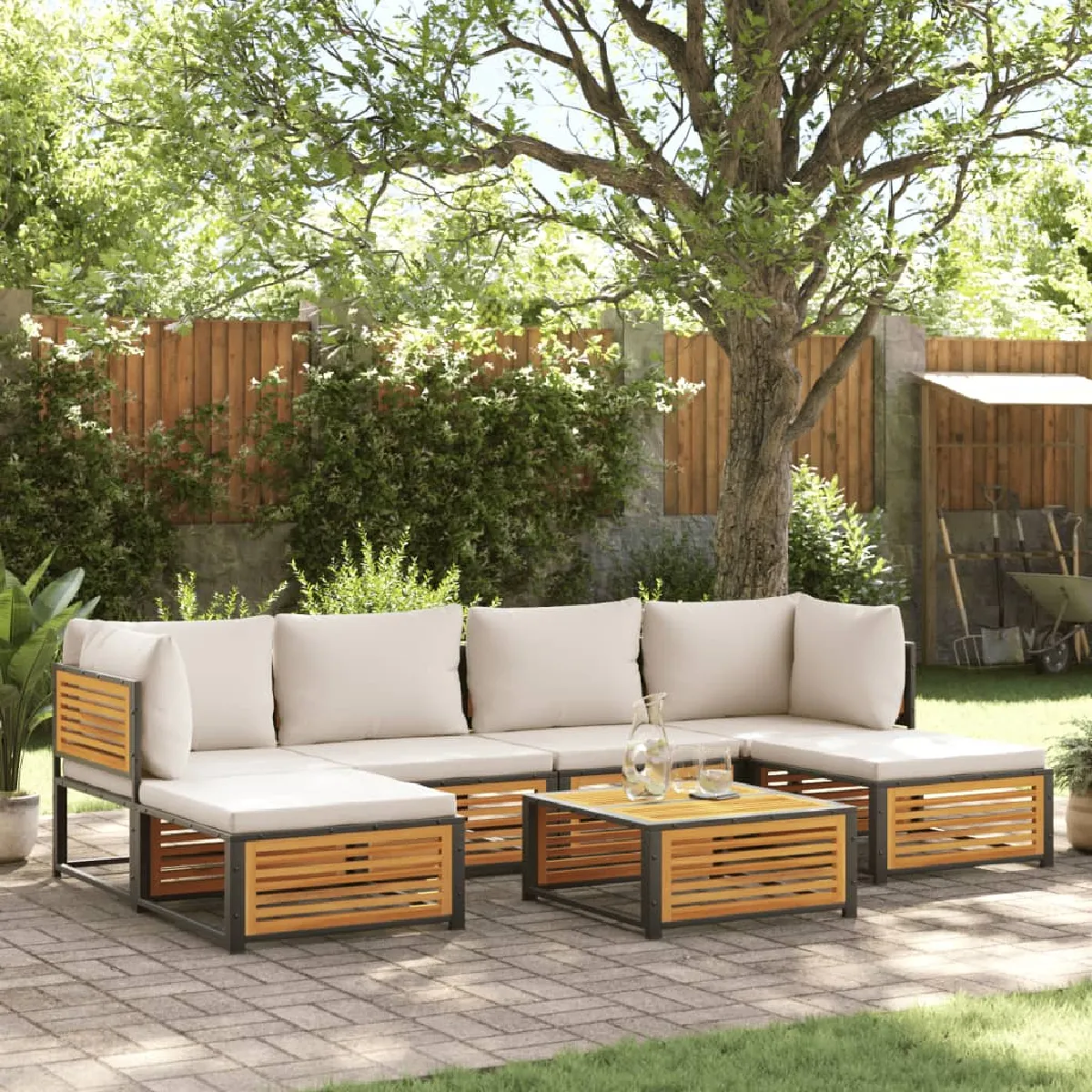 VidaXL Salon de jardin 7 pcs Bois d'acacia - vue 4