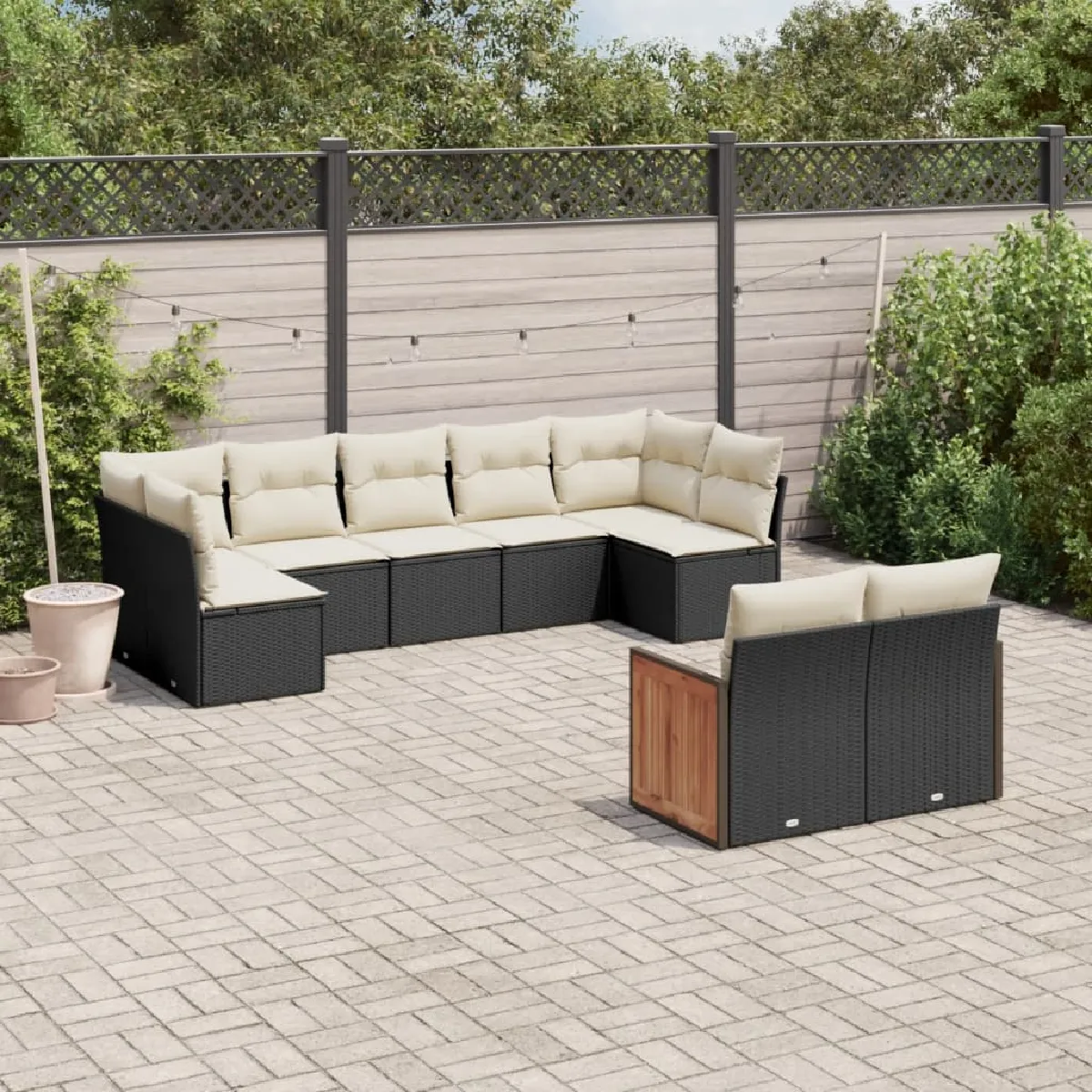 vidaXL Ensemble de jardin 9 pcs avec coussins Résine Tressée - vue 2