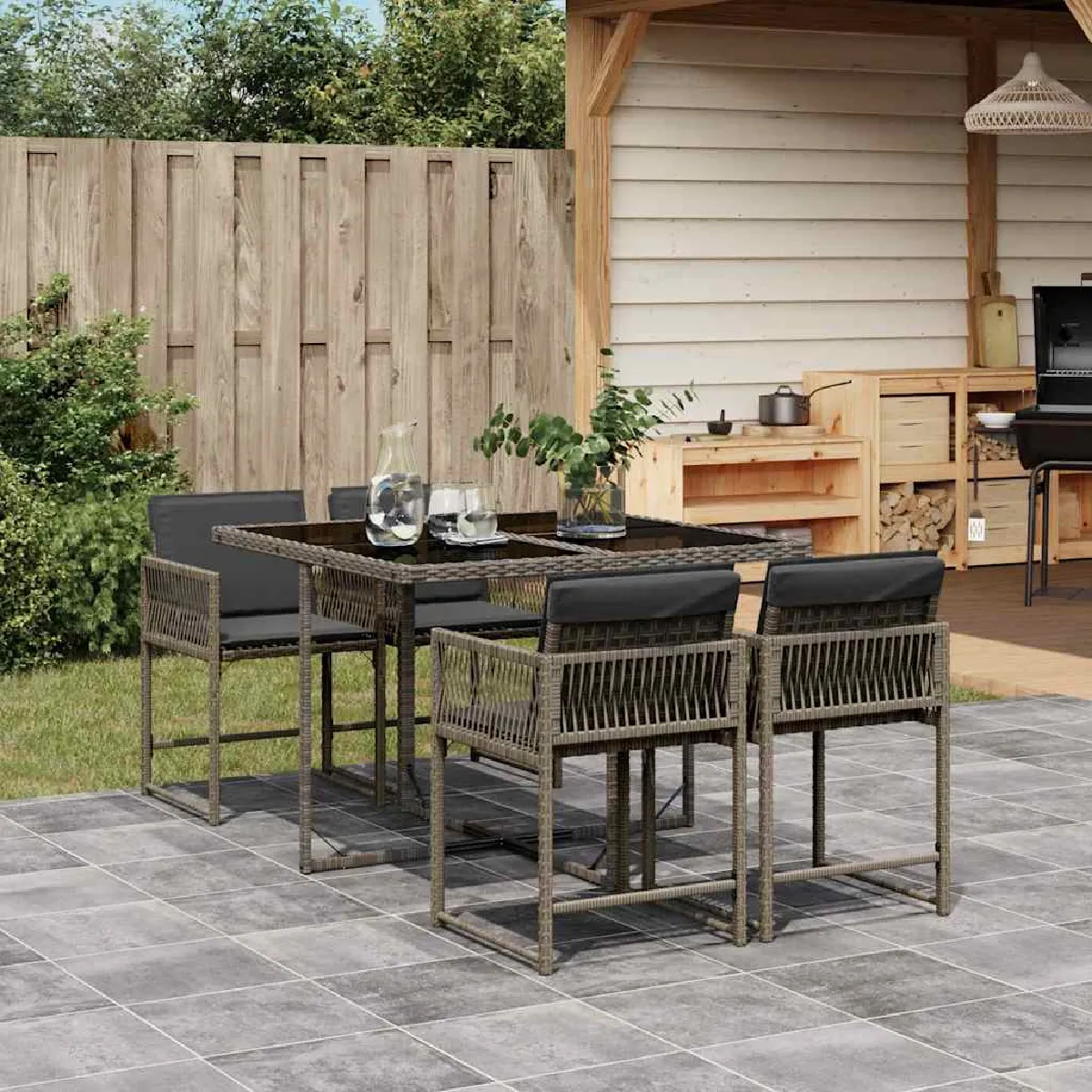 VIDAXL Ensemble à manger jardin 5 pcs rotin - vue 5