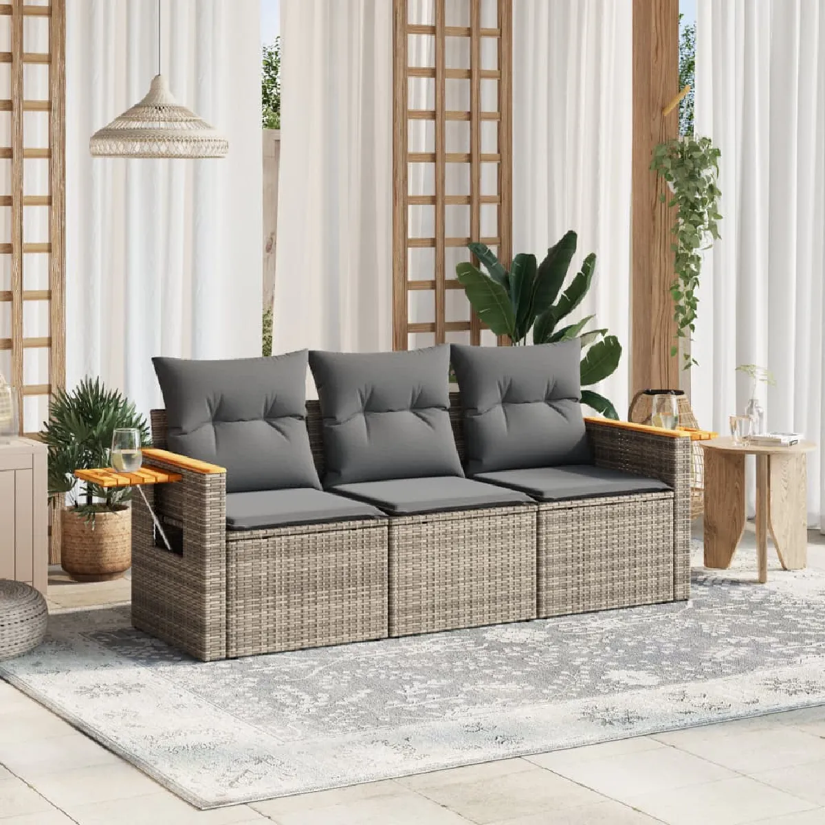 vidaXL Salon de jardin avec coussins 3 pcs - vue 3