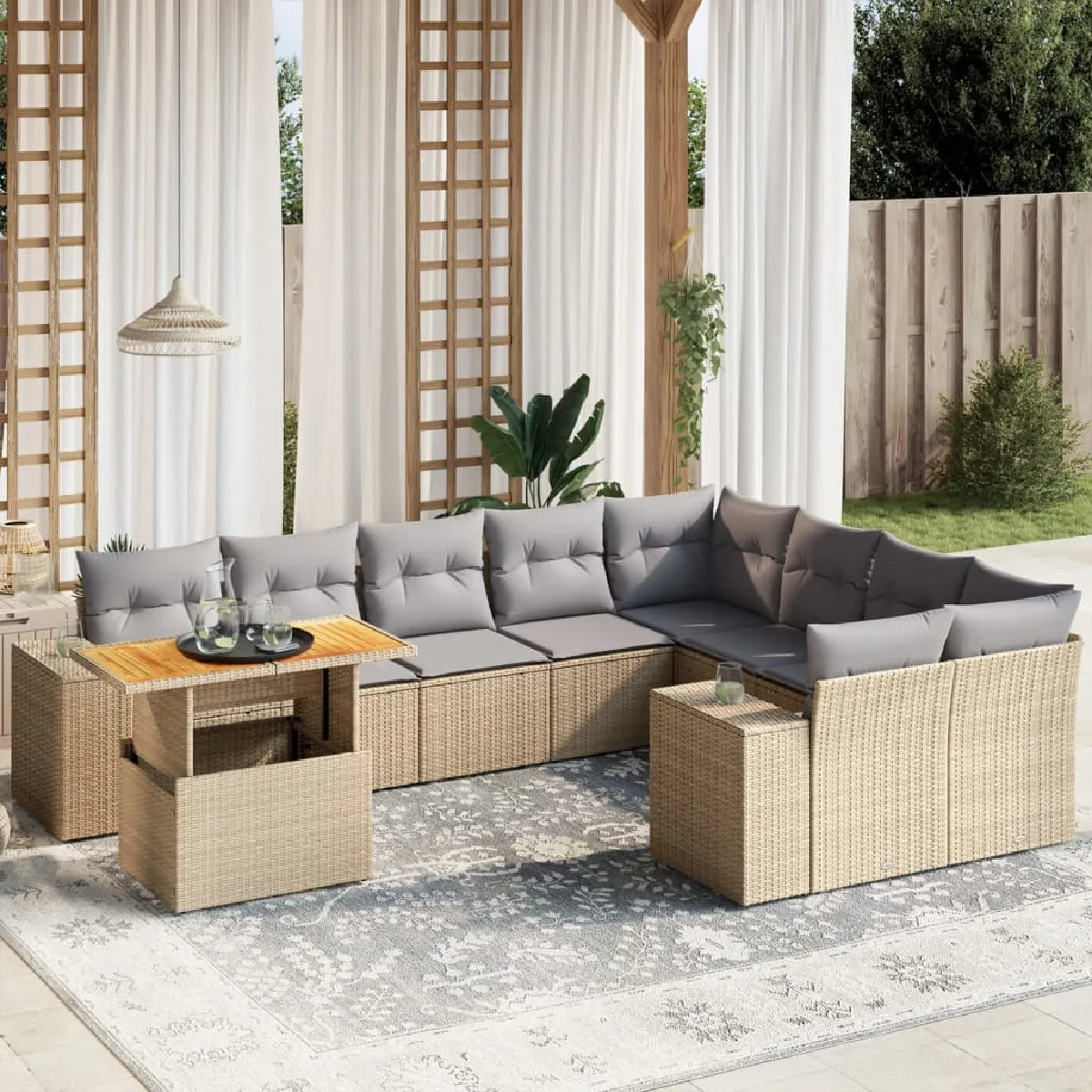 vidaXL 10 pcs salon de jardin résine tressée - vue 5