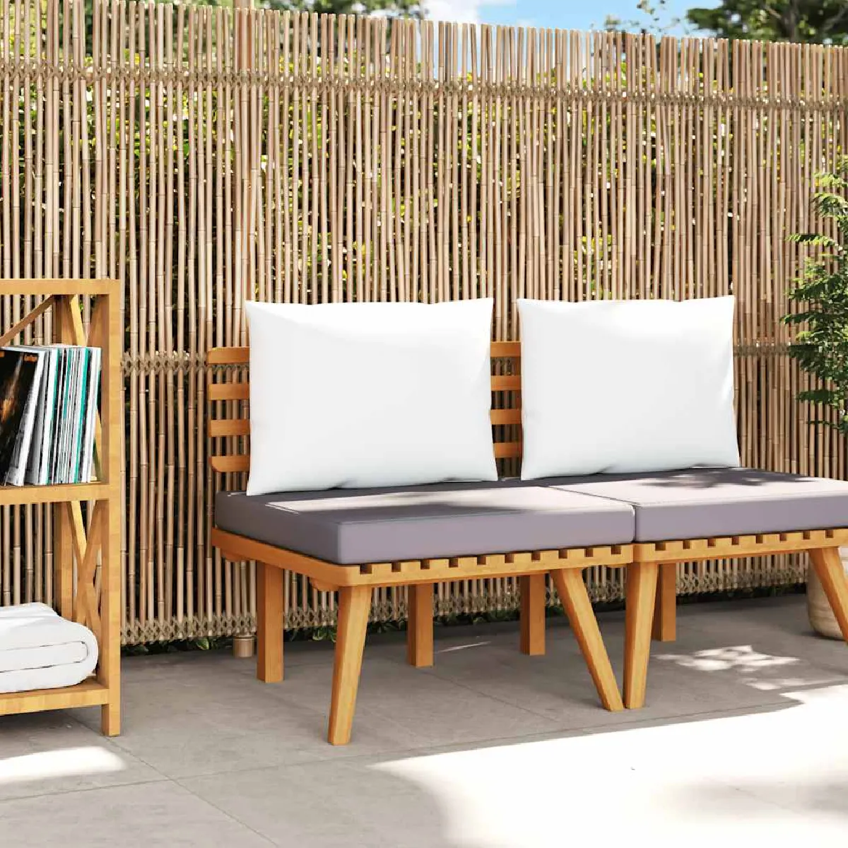 vidaXL Chaise de jardin avec coussins Bois d'acacia massif - vue 2