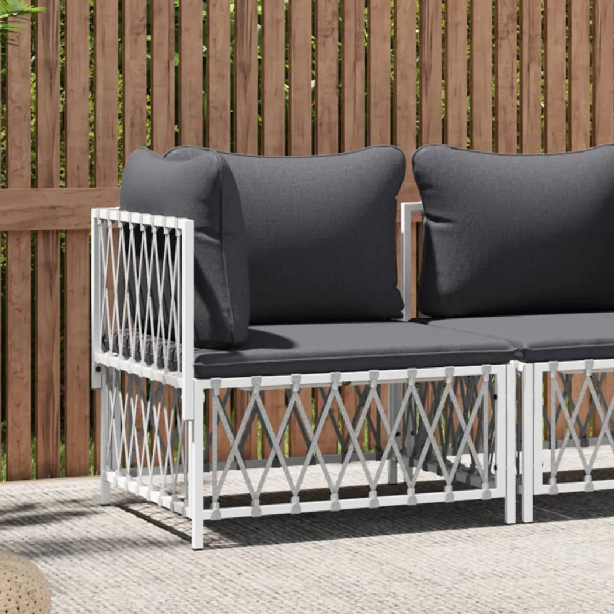VIDAXL Canapé d'angle de jardin Tissu tissé - vue 3