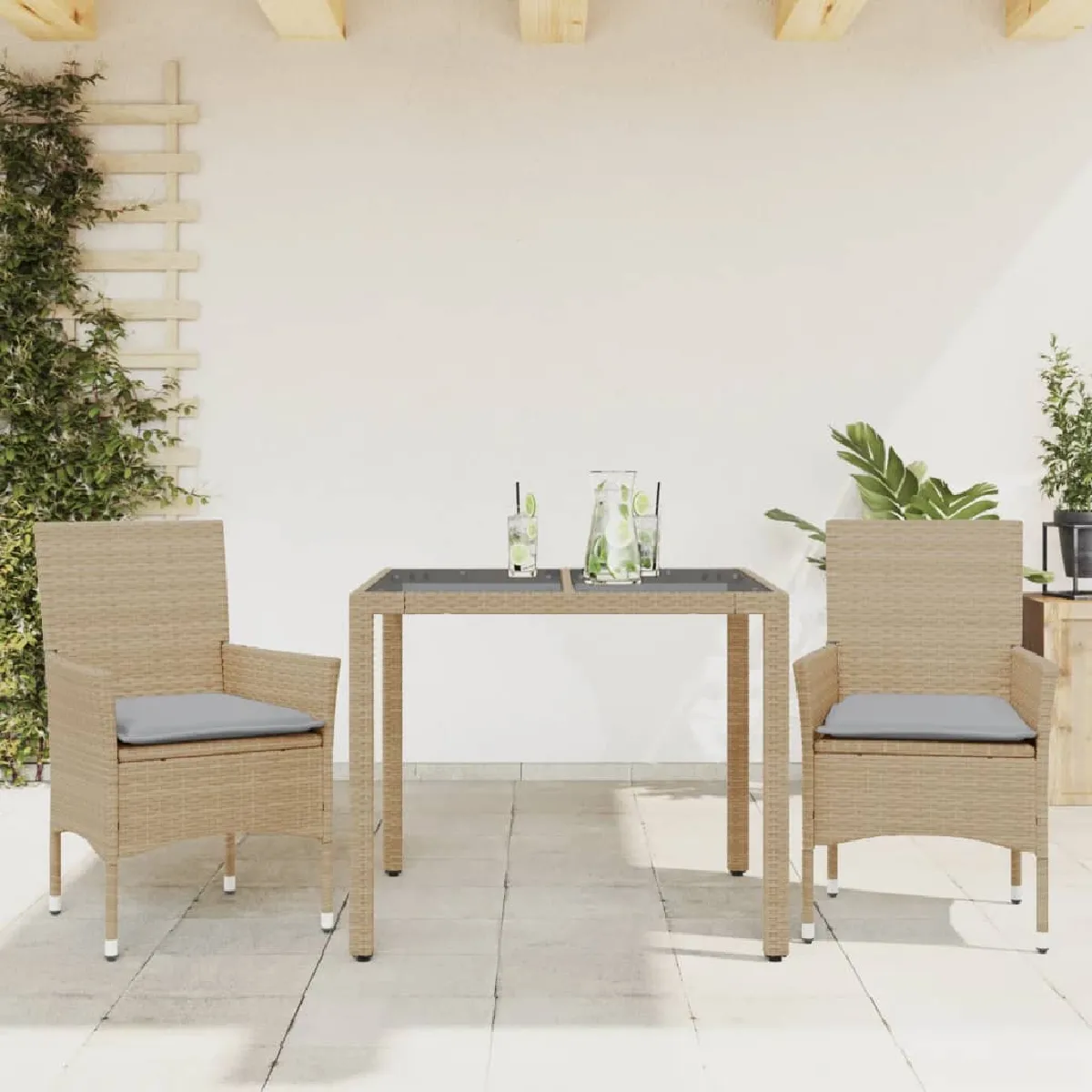 vidaXL Ensemble à manger de jardin 3 pcs rotinverre - vue 3