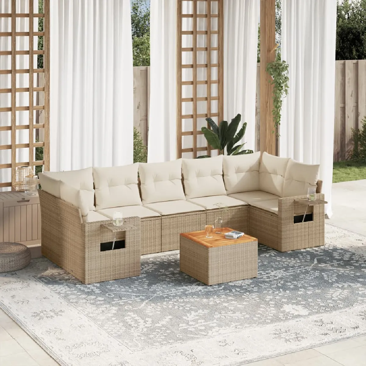 vidaXL Salon de jardin avec coussins 8 pcs résine tressée - vue 2