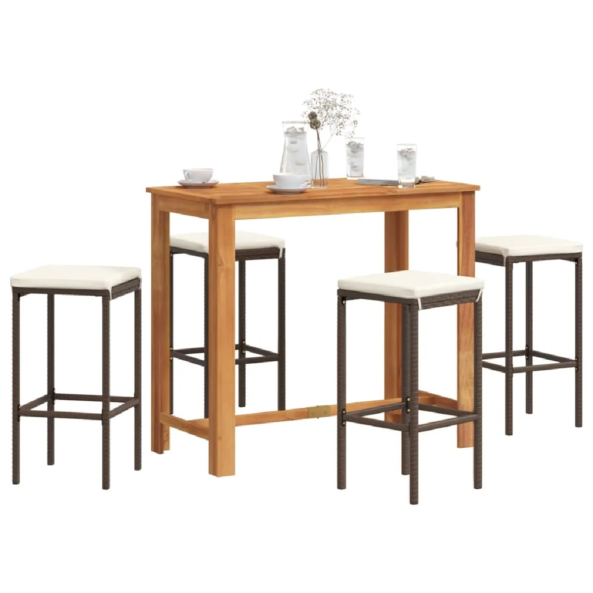 vidaXL Ensemble de bar de jardin 5 pcs Acacia - vue 2