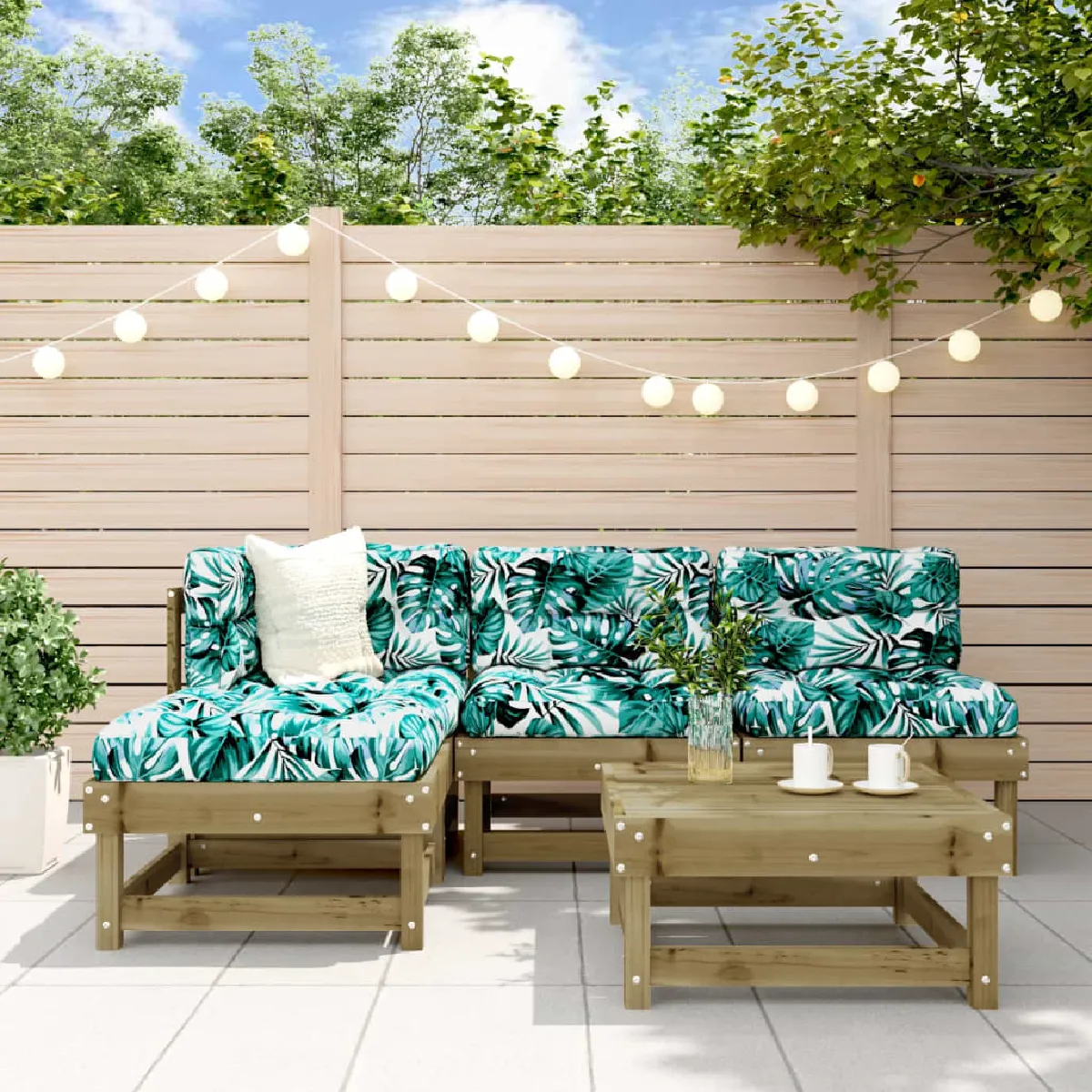 vidaXL Salon de jardin 5 pcs Bois de Pin Imprégné - vue 8