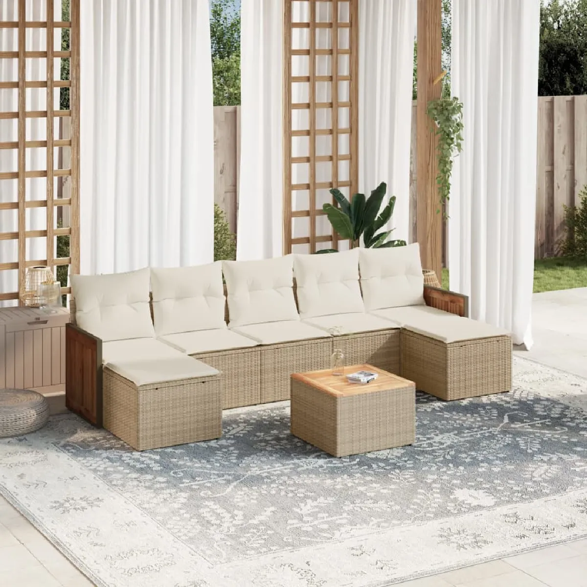 vidaXL Ensemble Salon de Jardin 8 pcs Résine Tressée - vue 2