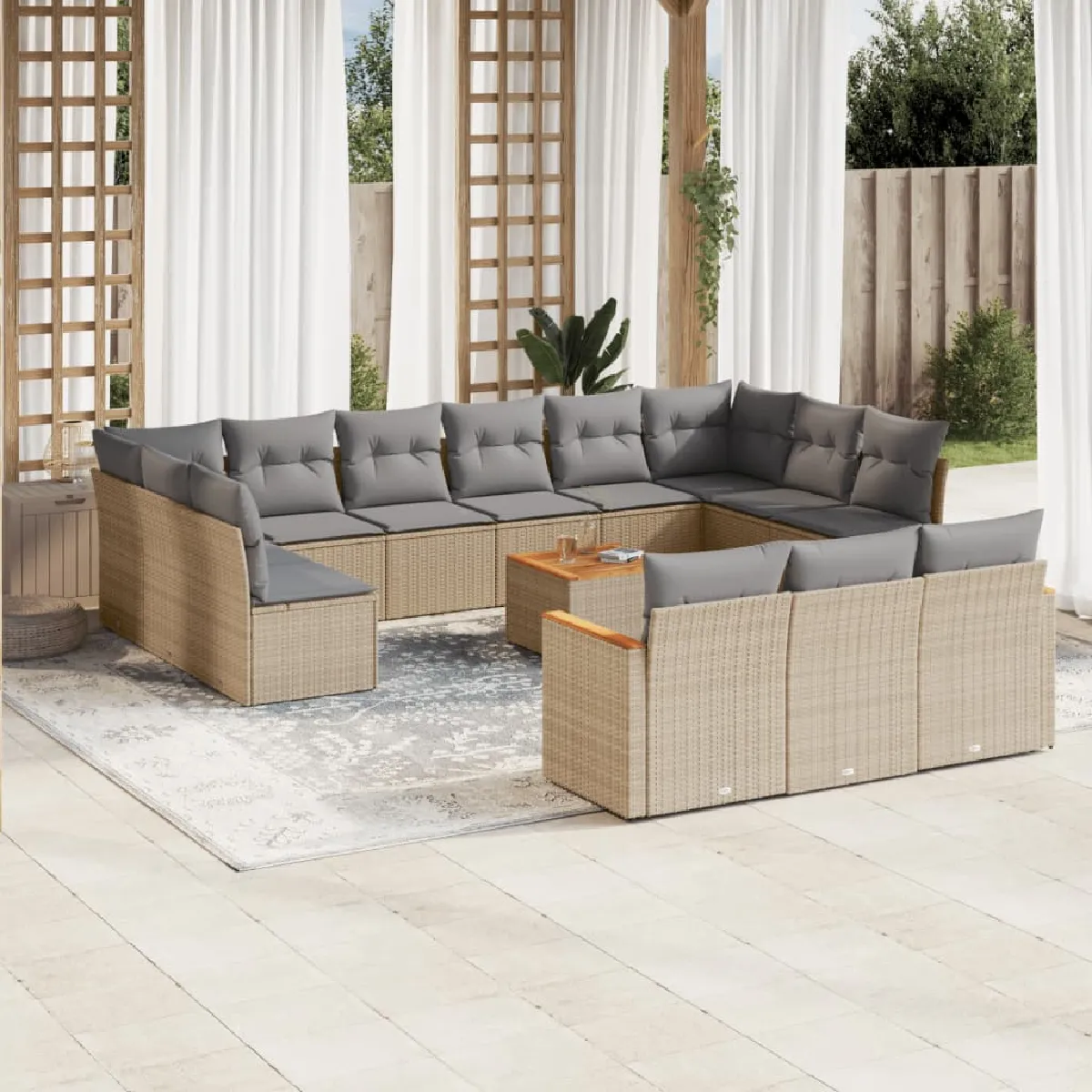 VIDAXL  Salon de jardin 14 pcs - Beige