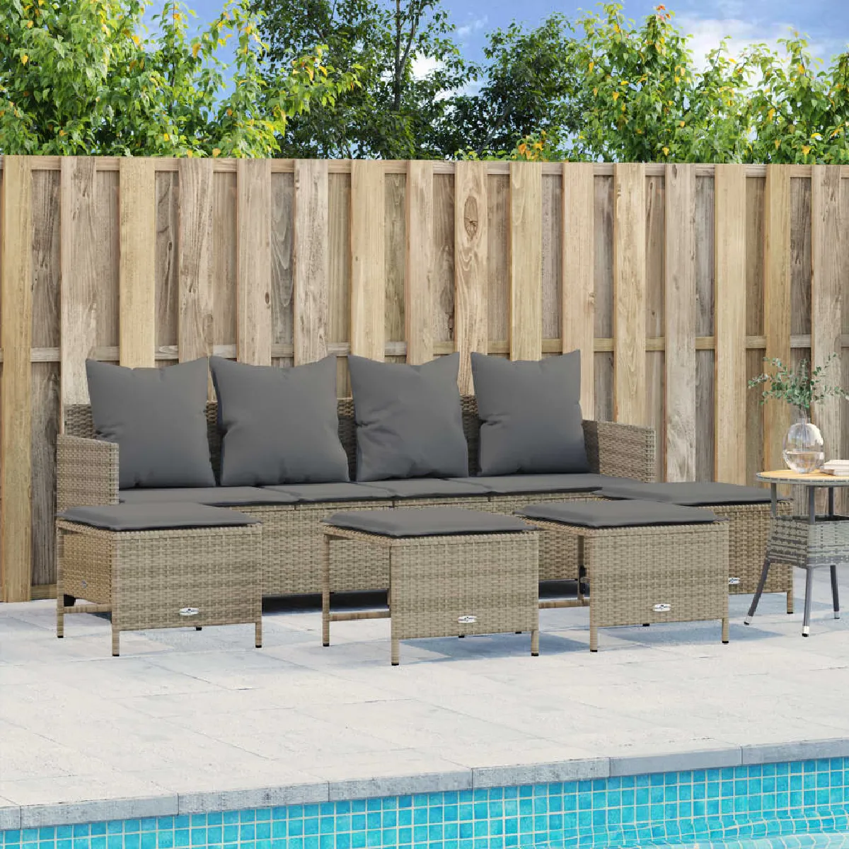 vidaXL Ensemble salon de jardin 5 pcs avec coussins Résine tressée