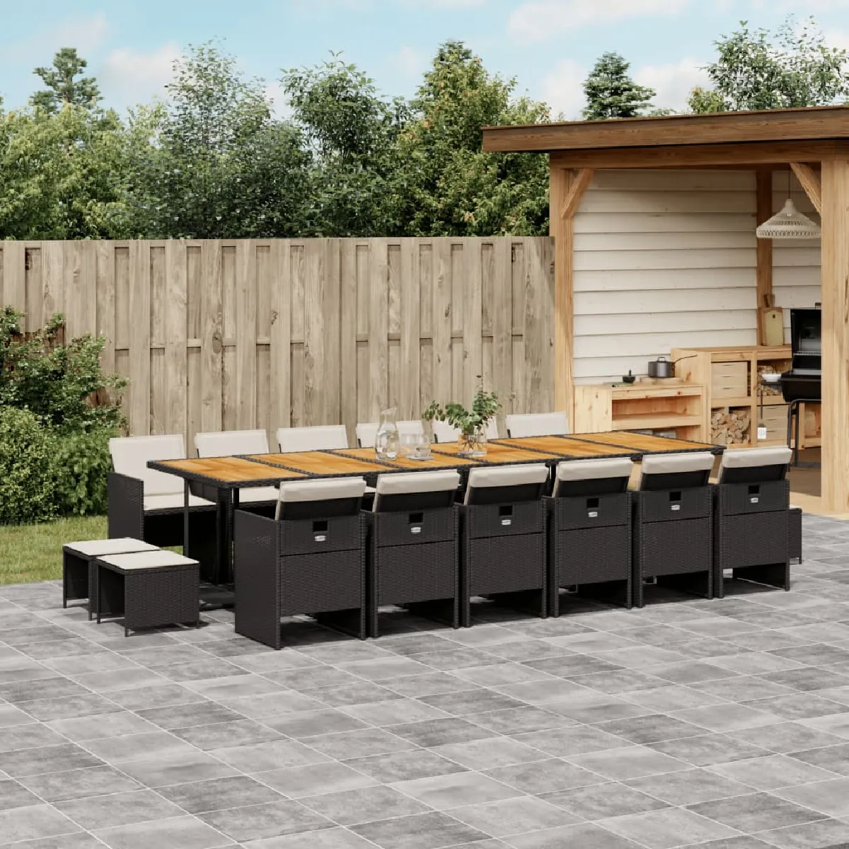 vidaXL Ensemble à manger de jardin 17 pcs - vue 5