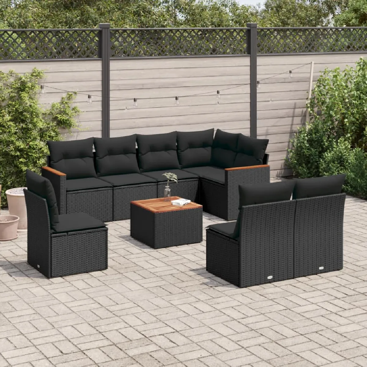 vidaXL Salon de jardin 9 pcs résine