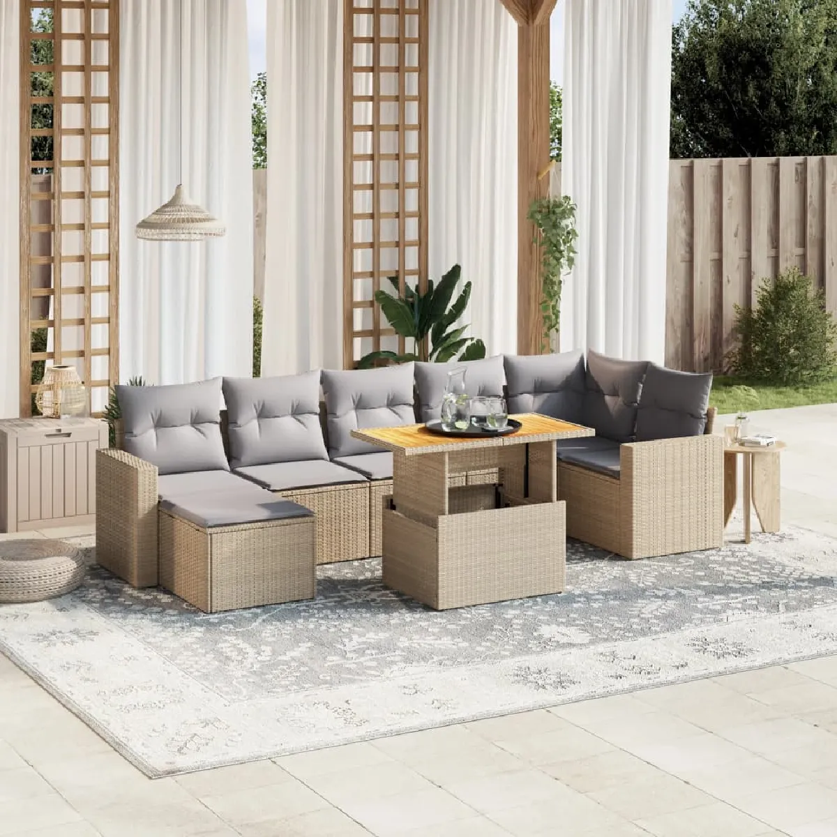 VIDAXL - Salon de Jardin - 8 pièces - Beige - Image 3