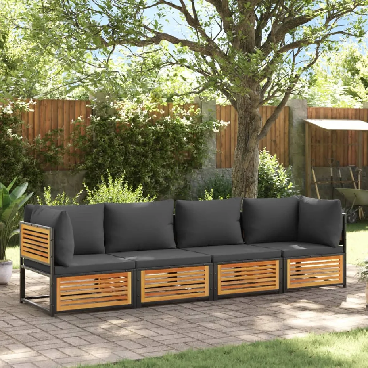 Salon de jardin VIDAXL 4 pcs bois d’acacia massif - vue 2