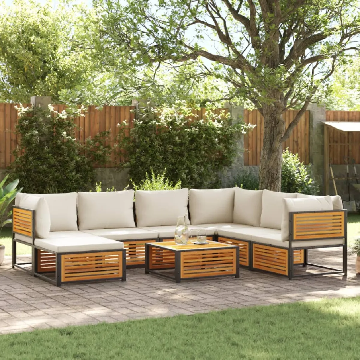 vidaXL Salon de jardin 8 pcs Bois massif d'acacia - vue 7