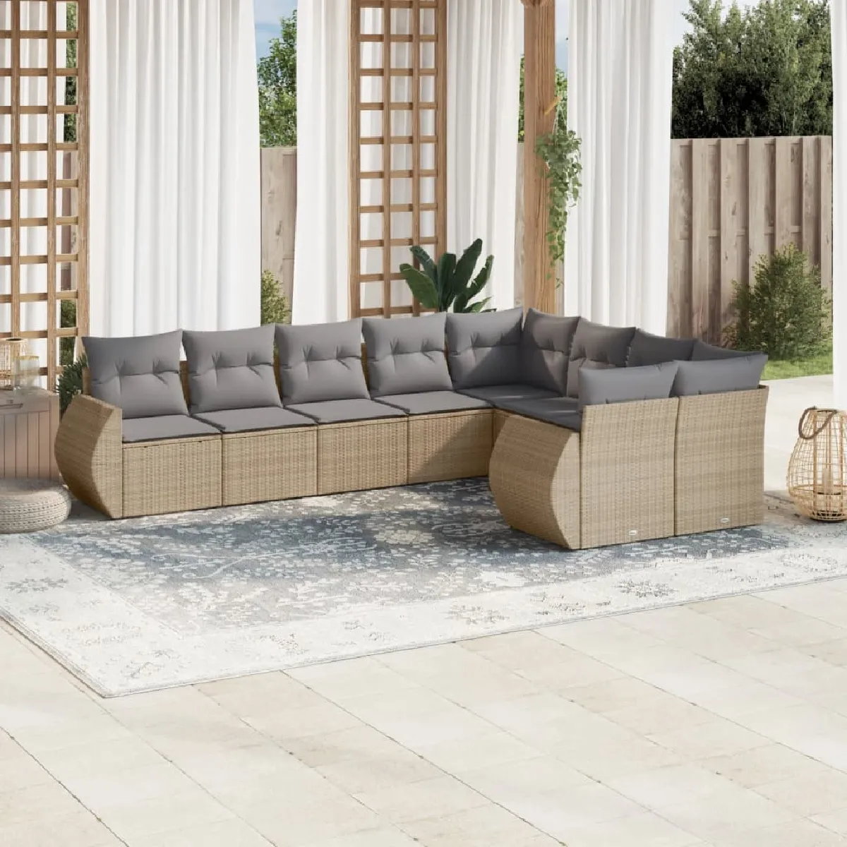 VIDAXL Salon jardin modulaire 9 pcs résine tressée - vue 3