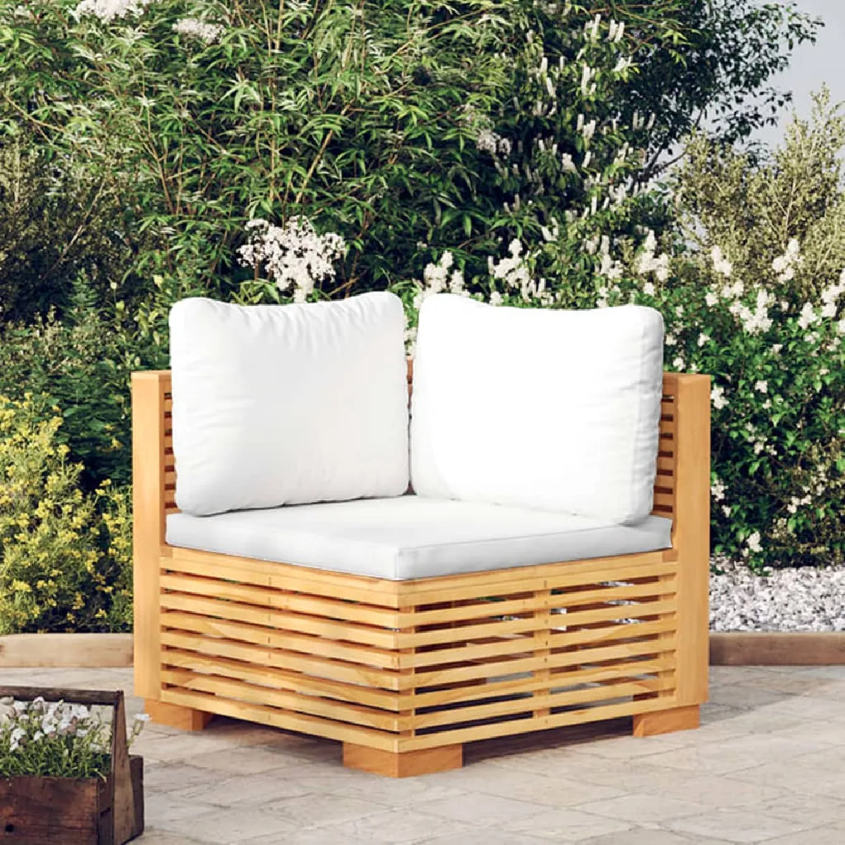 vidaXL Canapé d'angle jardin bois teck massif