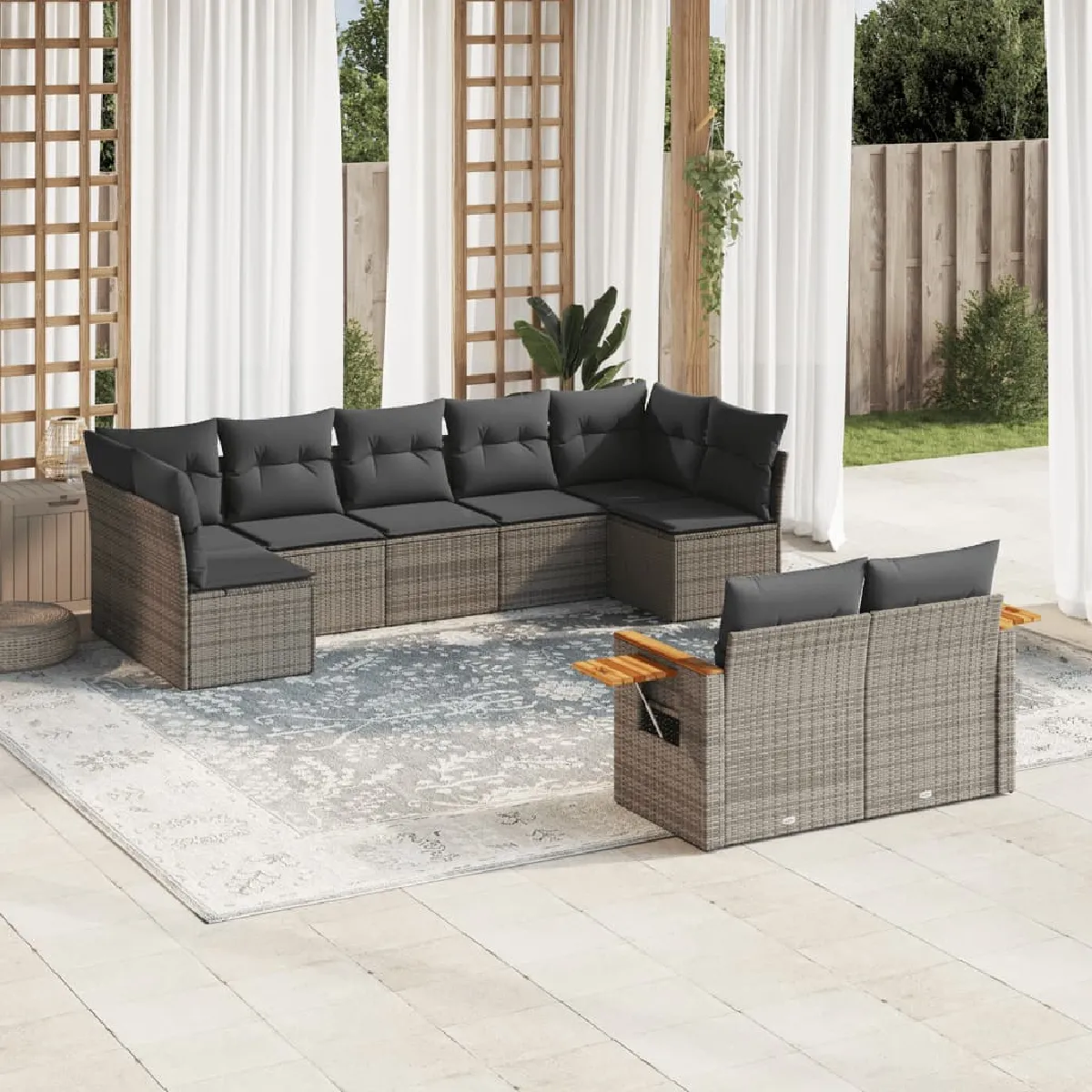 vidaXL Salon de jardin 9 pcs avec coussins - vue 5