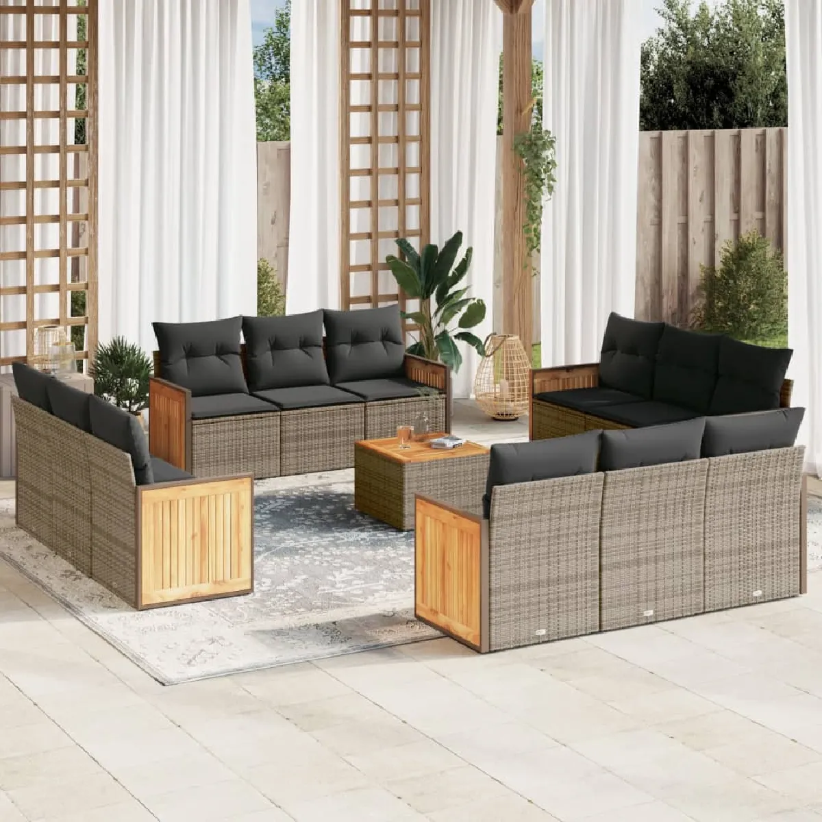 Vidaxl Salon de Jardin avec Coussins 13 pcs / Résine Tressée - vue 8