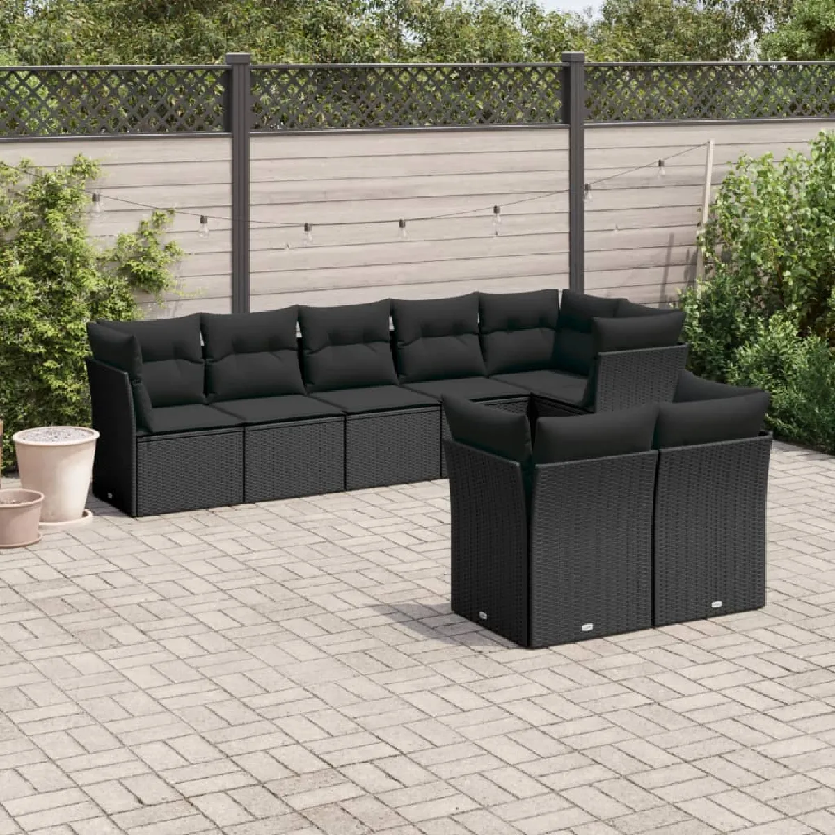 Salon de jardin VIDAXL 8 pcs noir résine tressée