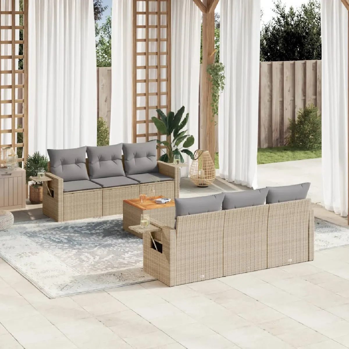 vidaXL Salon de jardin 7 pcs Mélange - vue 5