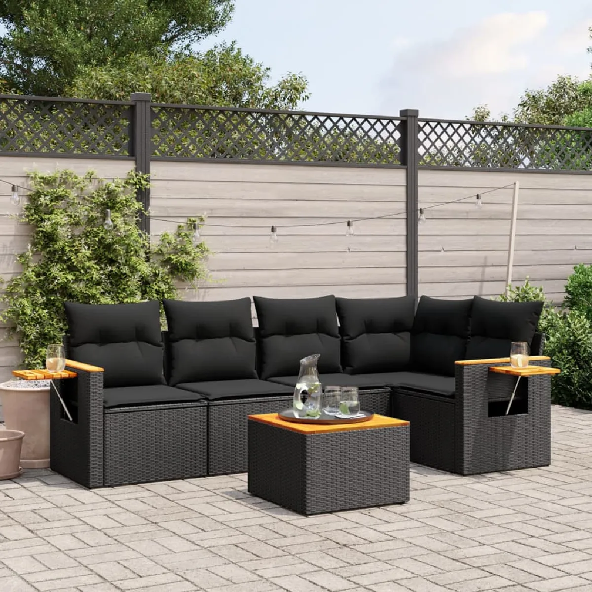 VIDAXL Salon de jardin avec coussins 6 pièces - vue 6