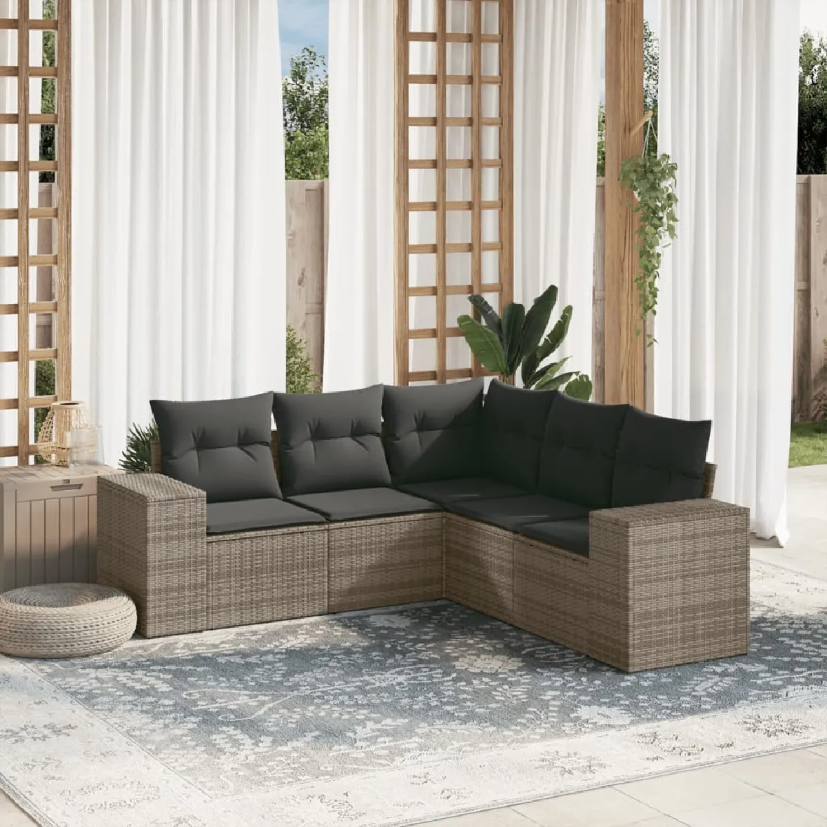 VIDAXL - Salon de Jardin - 5 pièces - Gris - Image 3
