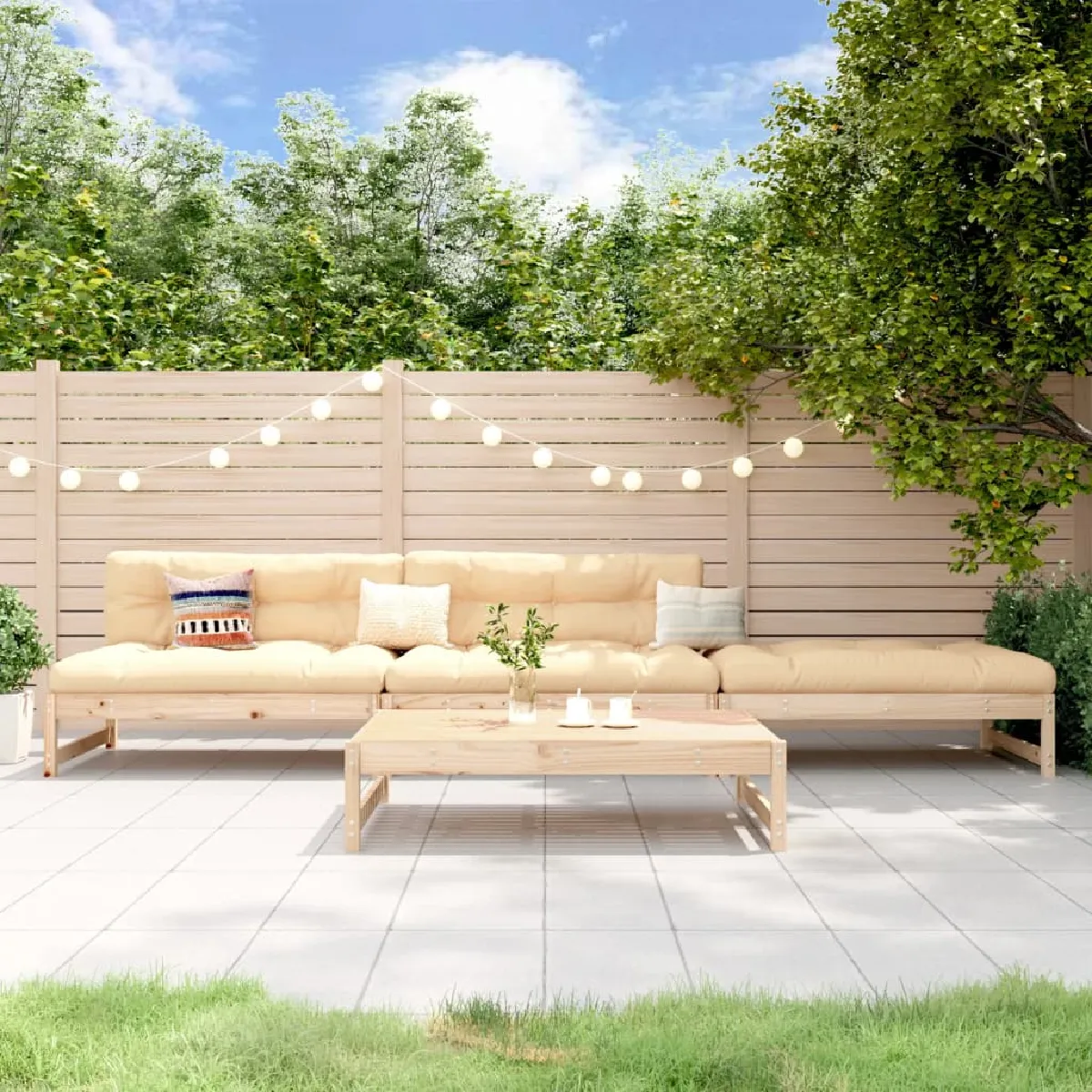 vidaXL Salon de jardin 4 pcs bois pin massif - vue 2
