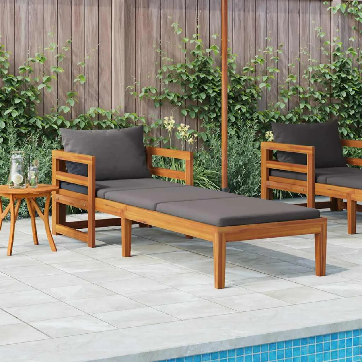 vidaXL Chaise longue - Bois d'acacia foncé